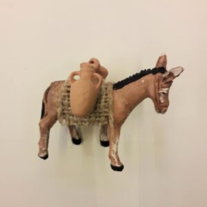 Asino in terracotta con anfore adatto a statuine del cm 7