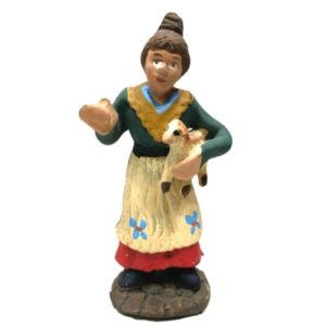 Statuina in terracotta cm.7 Donna con pecora