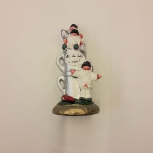 Statuina in terracotta cm.5 caffettiera con Pulcinellini