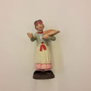 Statuina in terracotta cm.7 Donna con pane
