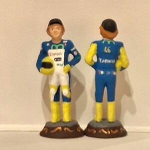 Statuina in terracotta decorata H cm.14 circa Moto GP Valentino Rossi